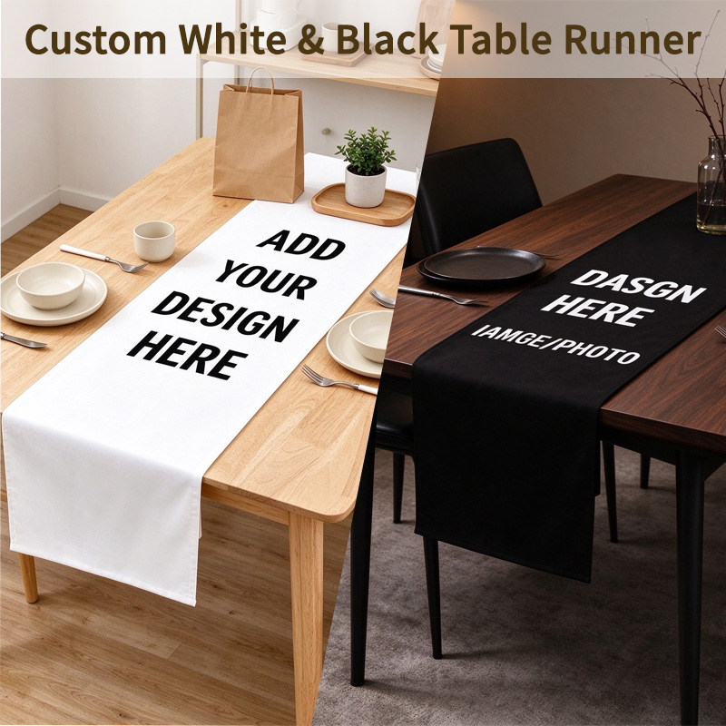 Table Runner - Chemin de table noir/blanc personnalisé pour
