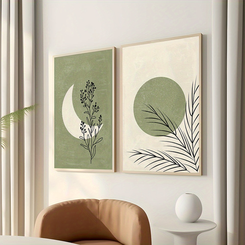Abstract Canvas Set - Affiche en toile plante bohème lune