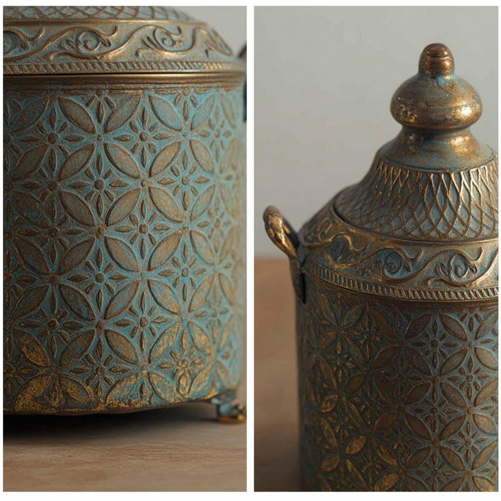 Vase Decor - Vase décoratif en fer doré vieilli,