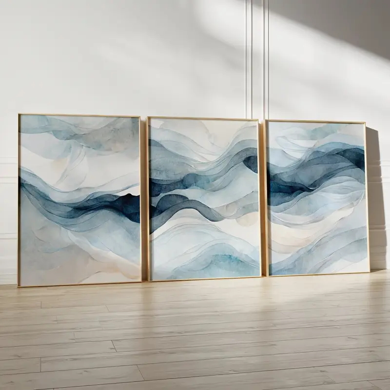 Abstract Canvas Set - 3 pièces/ensemble moderne abstrait bleu marine