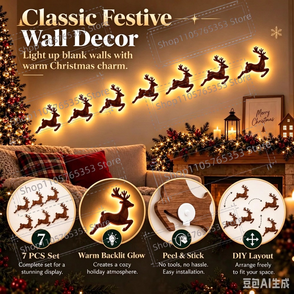 Décor de Noël 2027, renne lumi - Wall Sticker avis et prix