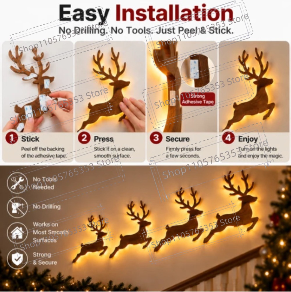 Décor de Noël 2027, renne lumi - Wall Sticker avis et prix