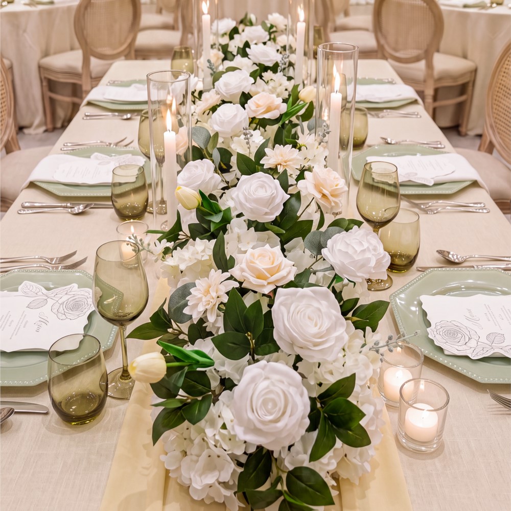 Uflower Rose Greenery Flower R - Table Runner avis et prix
