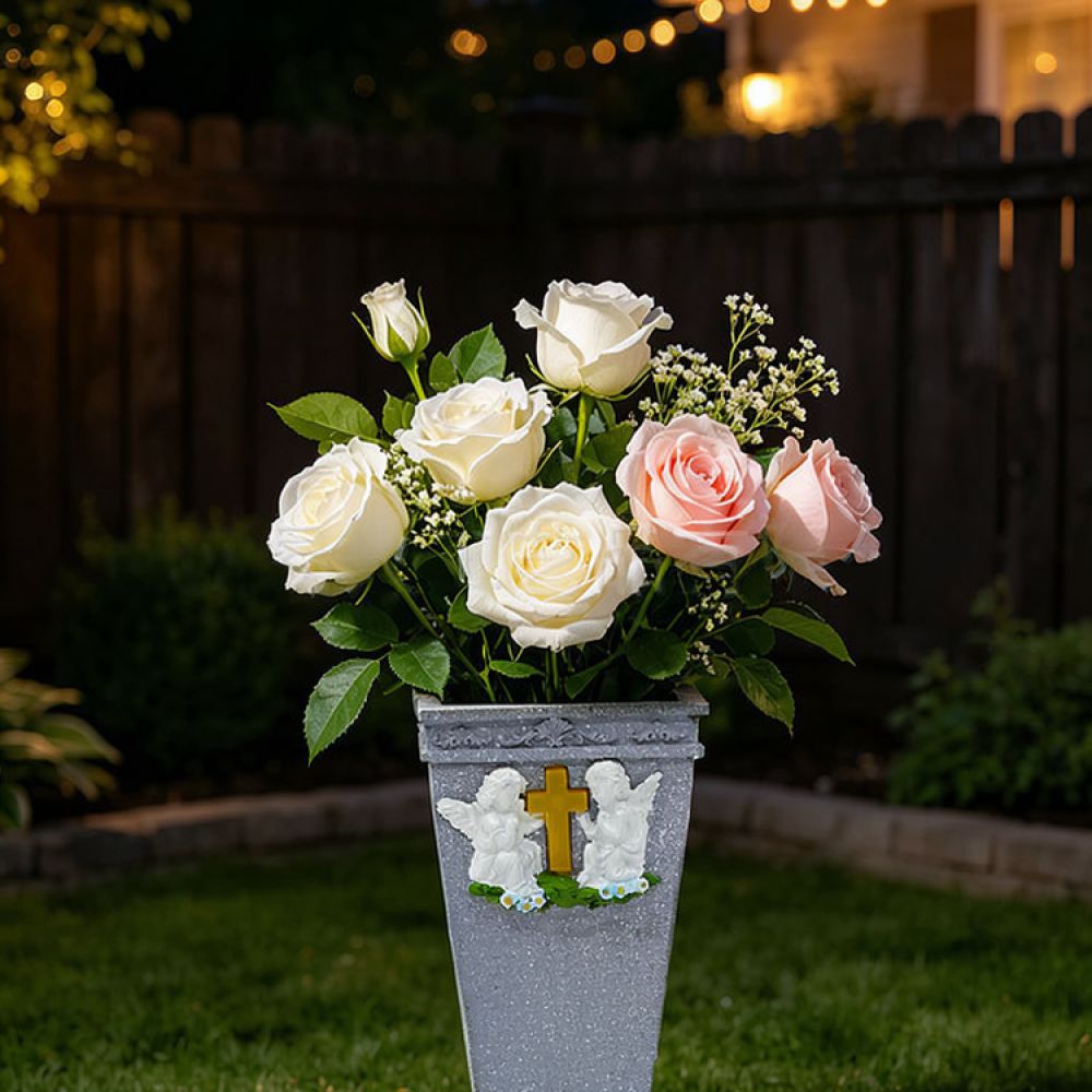 Vase funéraire en résine, croi - Vase Decor avis et prix
