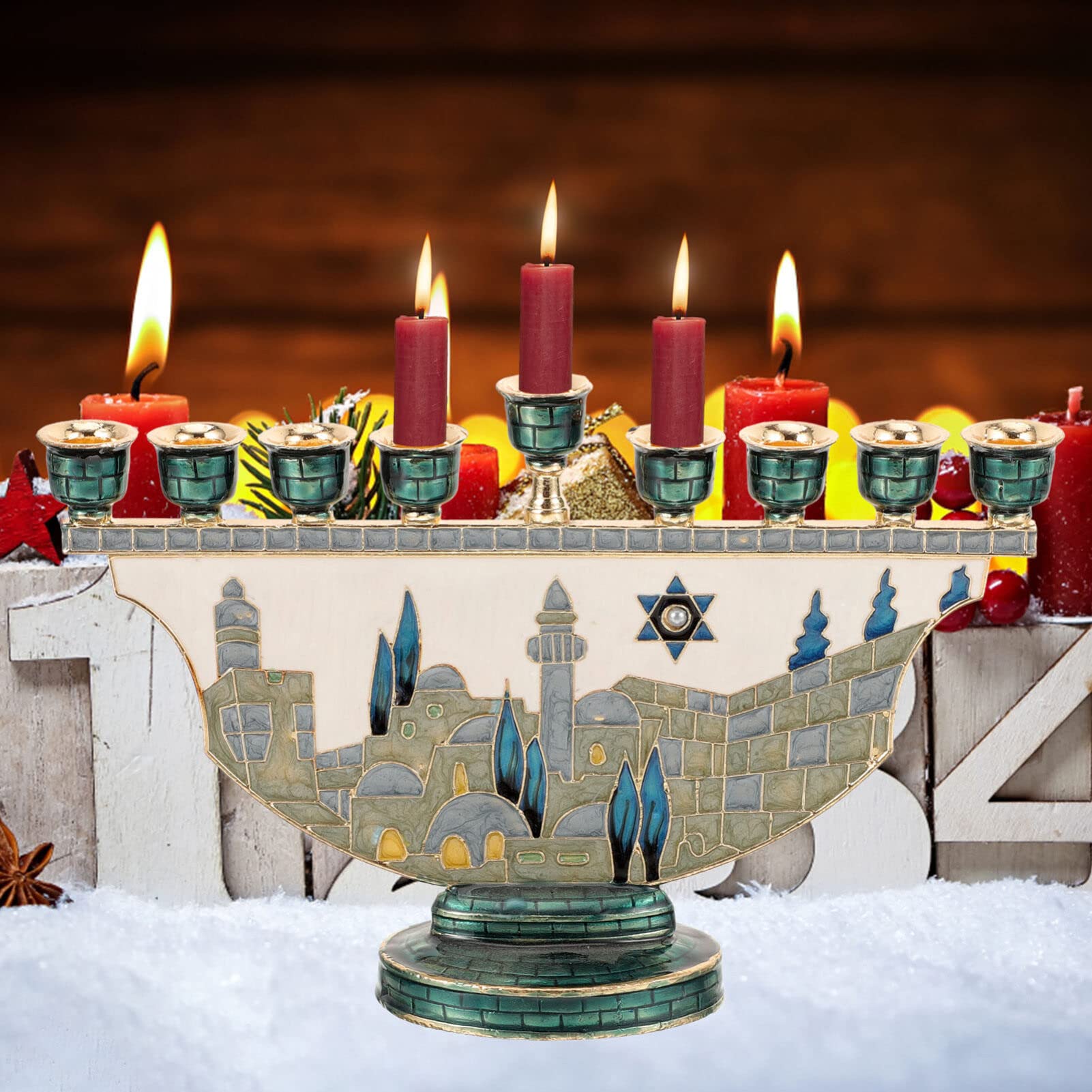 Menorah de Jérusalem, porte-bo - Candle Holder Decor avis et prix
